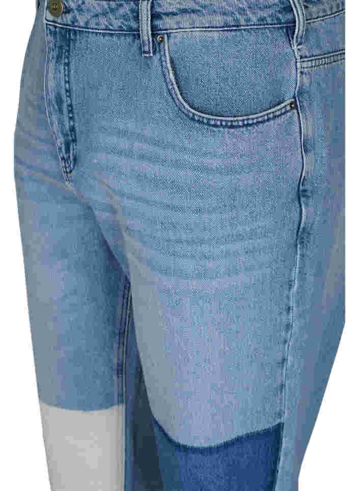 Mille Mom Fit Jeans mit Colour Block, Blue Denim Comb, Packshot image number 2