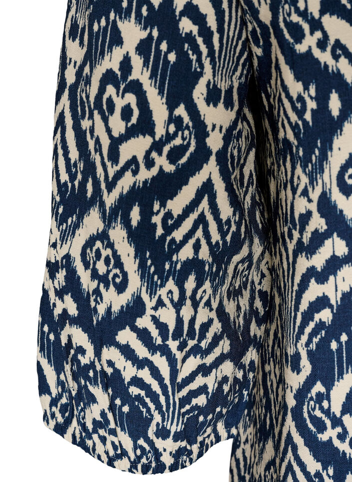 Gemusterte Bluse aus Viskose mit 3/4-&Auml;rmeln, Blau, Packshot image number 3