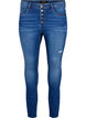 High Waist Amy-Jeans mit Knöpfen, Blue denim, Packshot image number 0