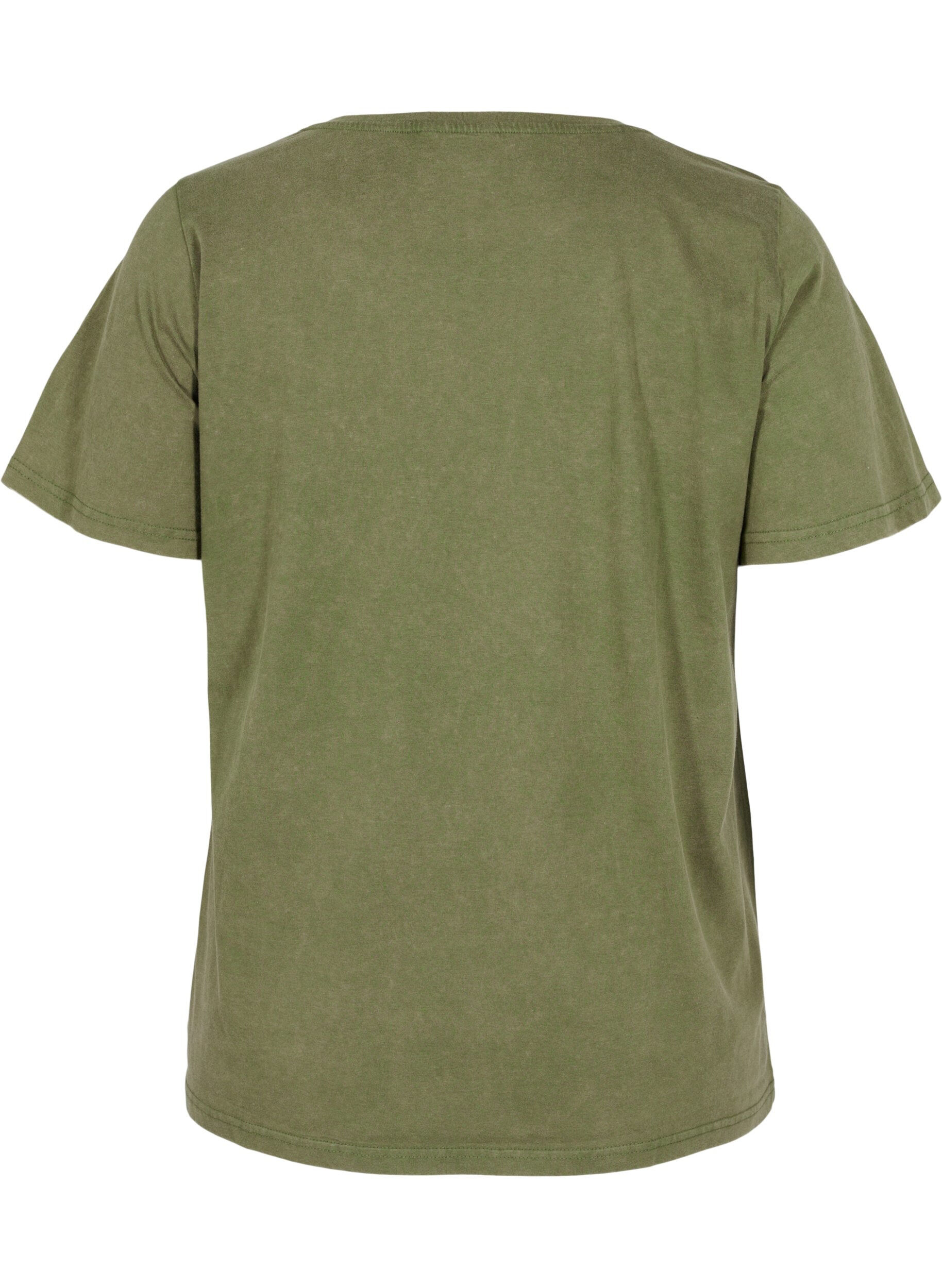 ZizziAcid Wash T-Shirt aus Baumwolle mit Ziersteinen, Ivy Green Wash, Packshot image number 1