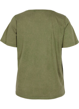 Acid Wash T-Shirt aus Baumwolle mit Ziersteinen, Ivy Green Wash, Packshot image number 1