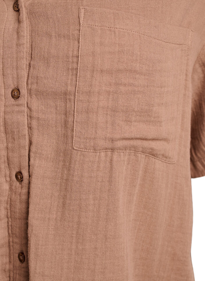 Bluse aus Baumwoll-Musselin mit kurzen &Auml;rmeln, Braun, Packshot