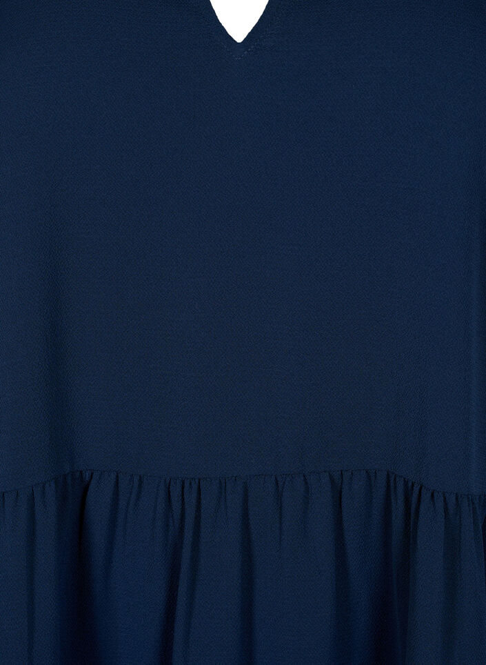 Kurzarmkleid in A-Linienform mit Schnittlinien, Blau, Packshot image number 2