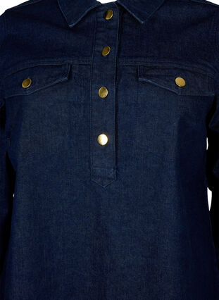Denim-Kleid mit A-Form und Knöpfen, Dark Blue Denim, Packshot image number 2