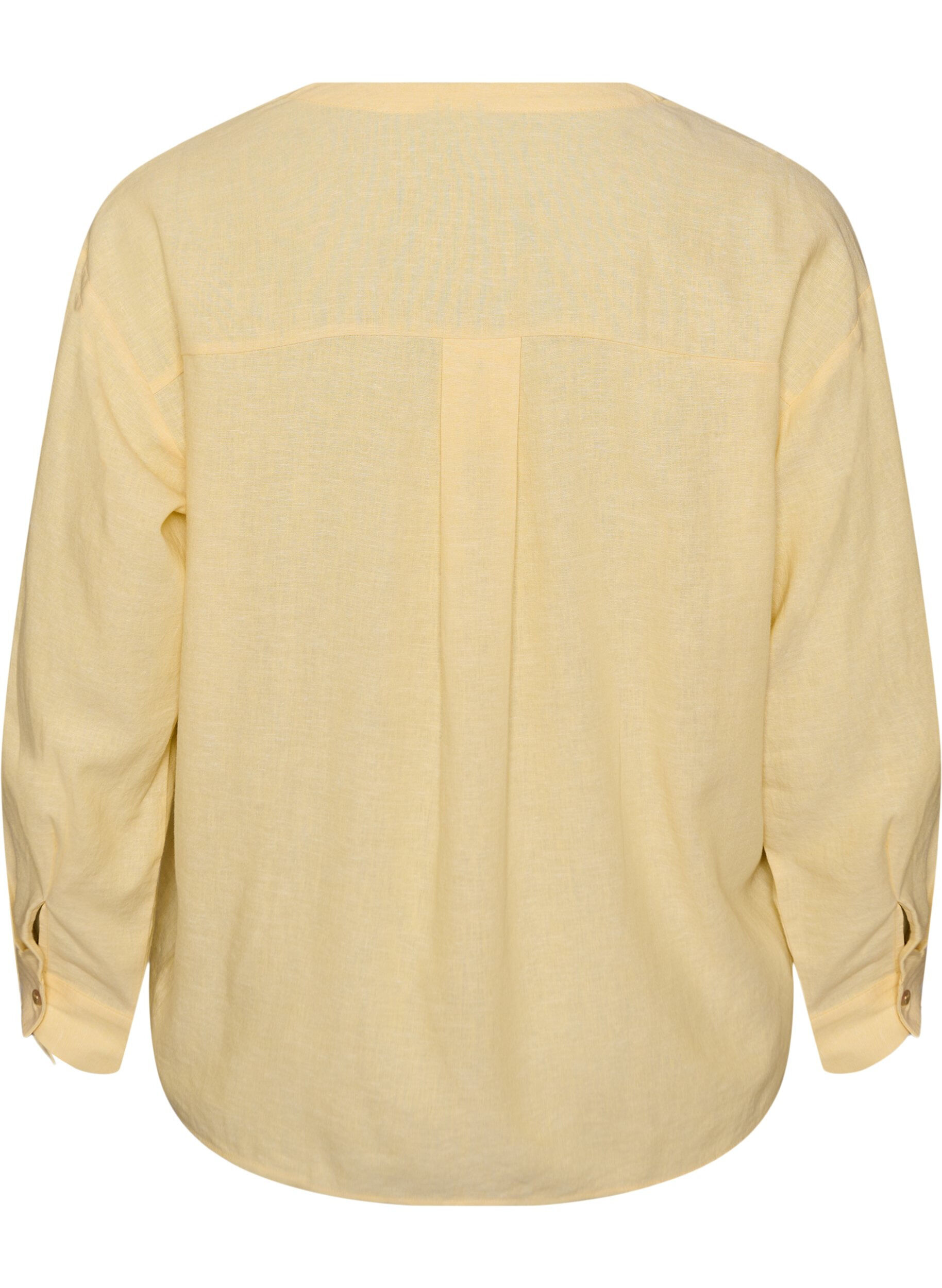 ZizziBluse aus Leinen und Viskose mit V-Ausschnitt, Gelb, Packshot image number 1