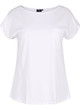 T-Shirt mit Brusttasche aus Bio-Baumwolle, Bright White, Packshot image number 0