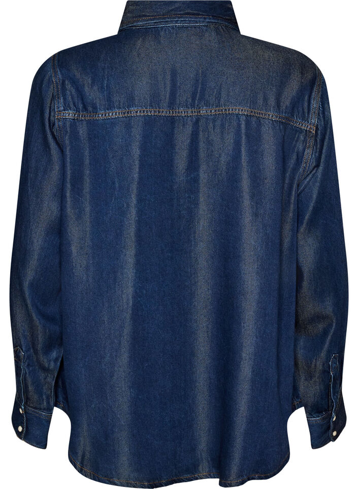 Jeanshemd aus Lyocell mit Druckkn&ouml;pfen, Blau, Packshot image number 1