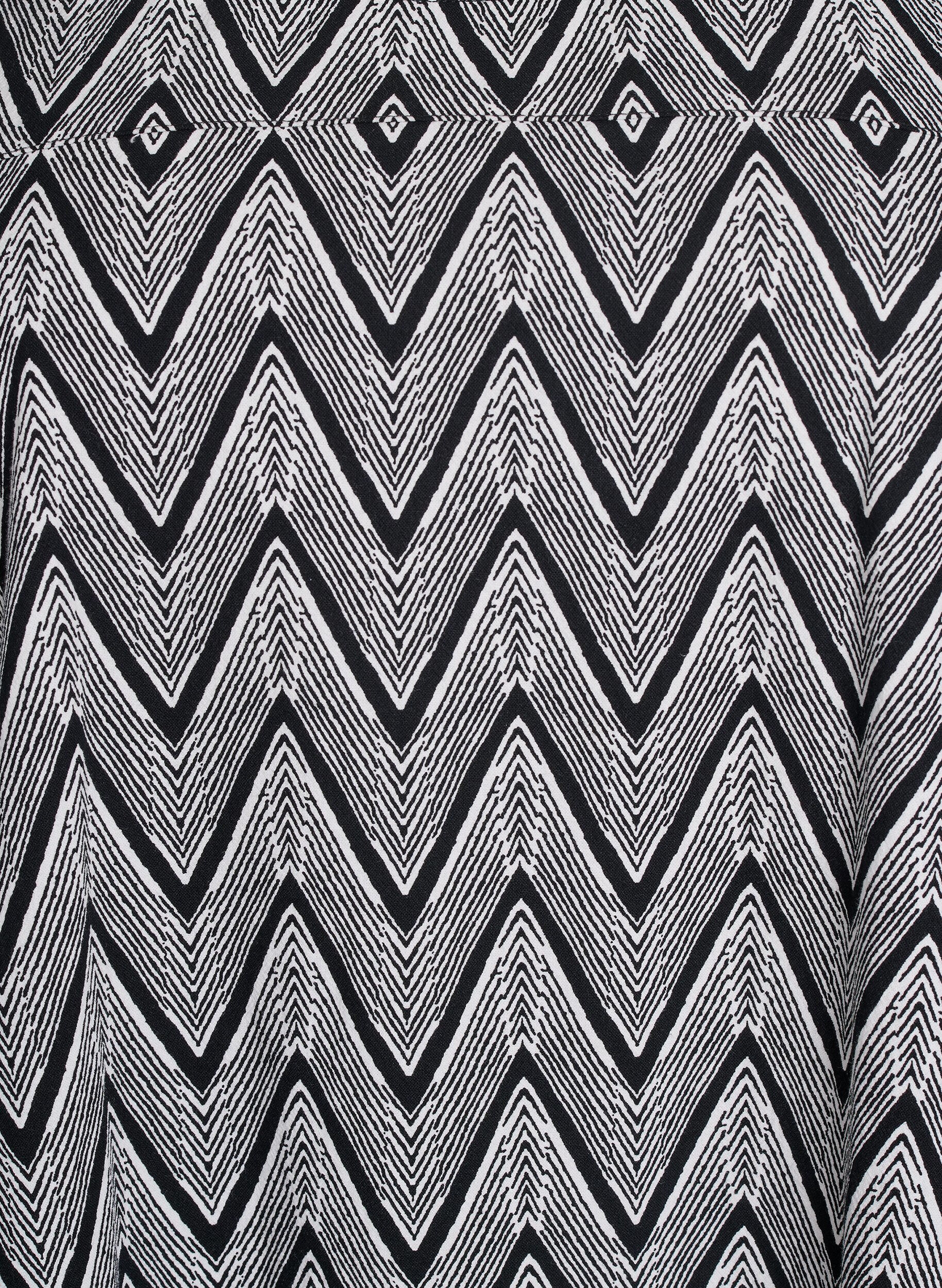 ZizziKurz&auml;rmliges Baumwollkleid mit Aufdruck, Schwarz, Packshot image number 2