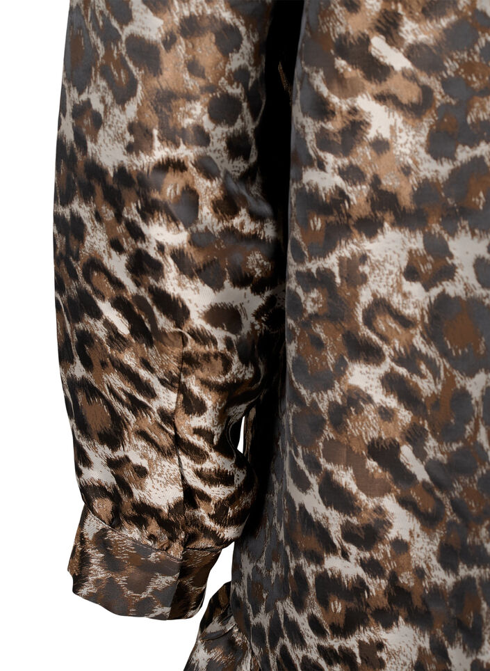 Kurzes Jacquardkleid mit Leopardenmuster, Brown Leo AOP, Packshot image number 3