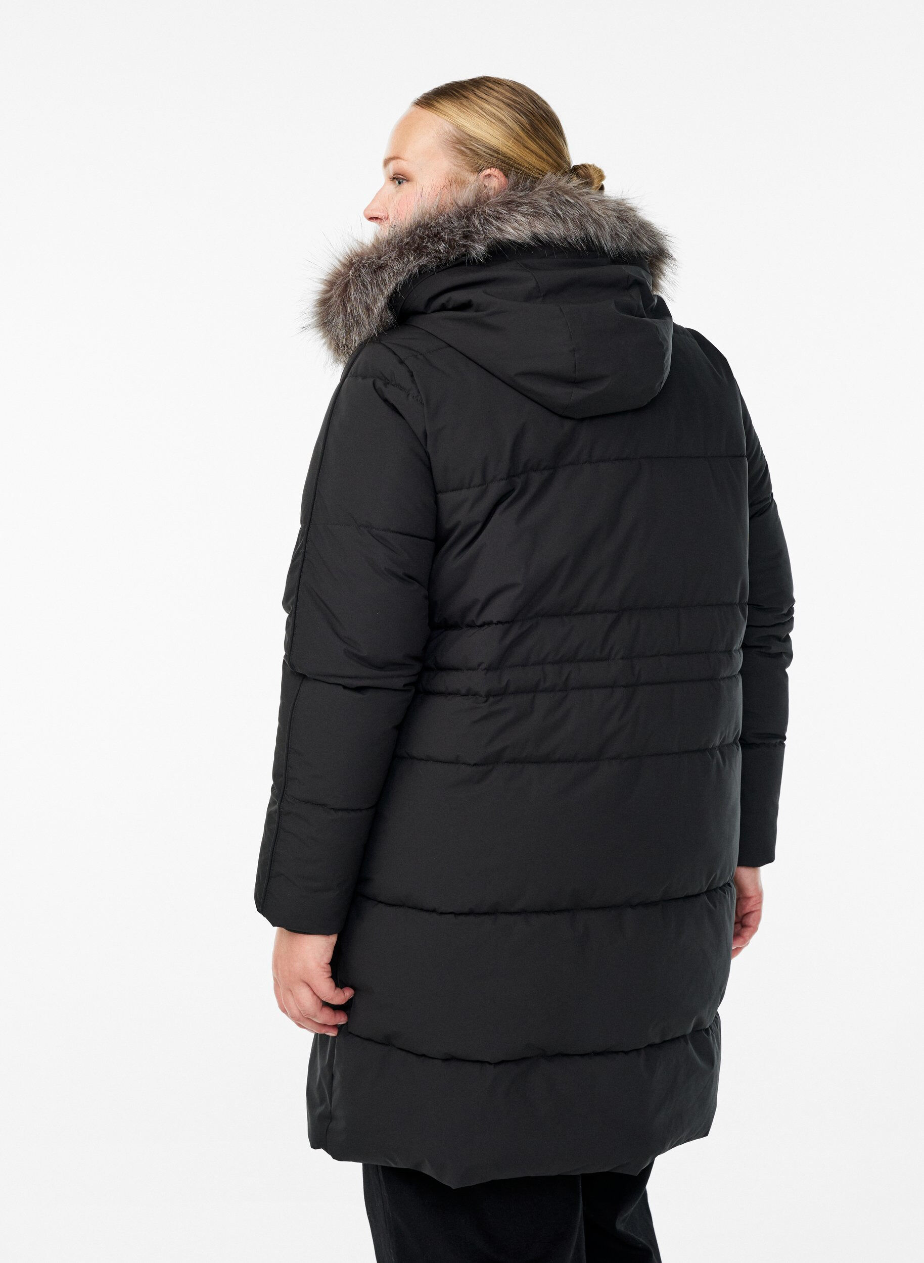 ZizziWasserabweisender Parka mit Kunstpelzkragen, Schwarz, Model image number 2