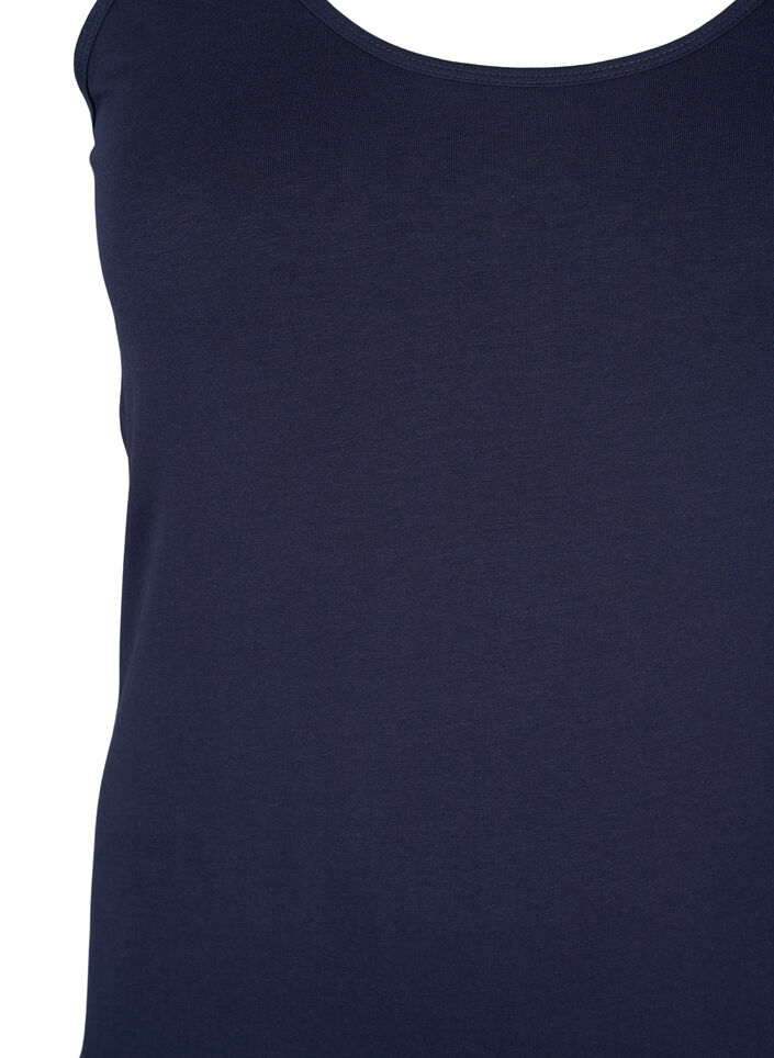 Solide Farbe Grundoberteil aus Baumwolle, Blau, Packshot image number 2