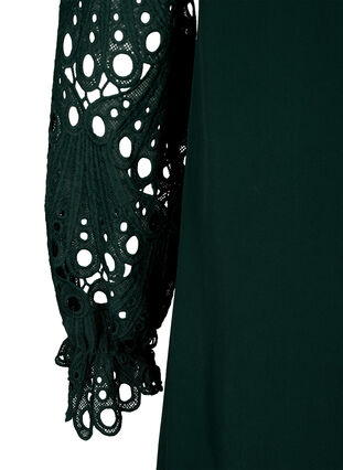 Kleid aus Viskose mit crochet Ärmeln, Scarab, Packshot image number 3
