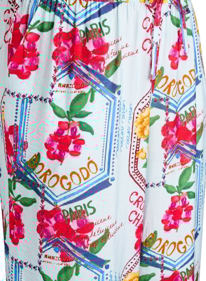 Hose mit geradem Bein in farbenfrohem Print, Blau, Packshot