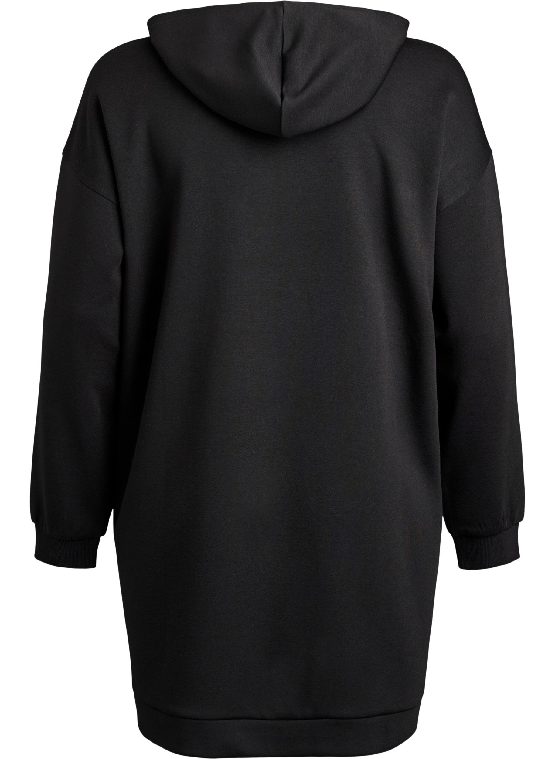 ZizziKurzes Hoodiekleid mit K&auml;ngurutasche, Schwarz, Packshot image number 1
