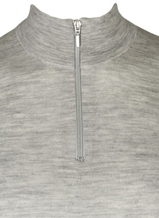 Eng sitzende Strickbluse aus 100% Wolle, Light Grey Melange, Packshot image number 2