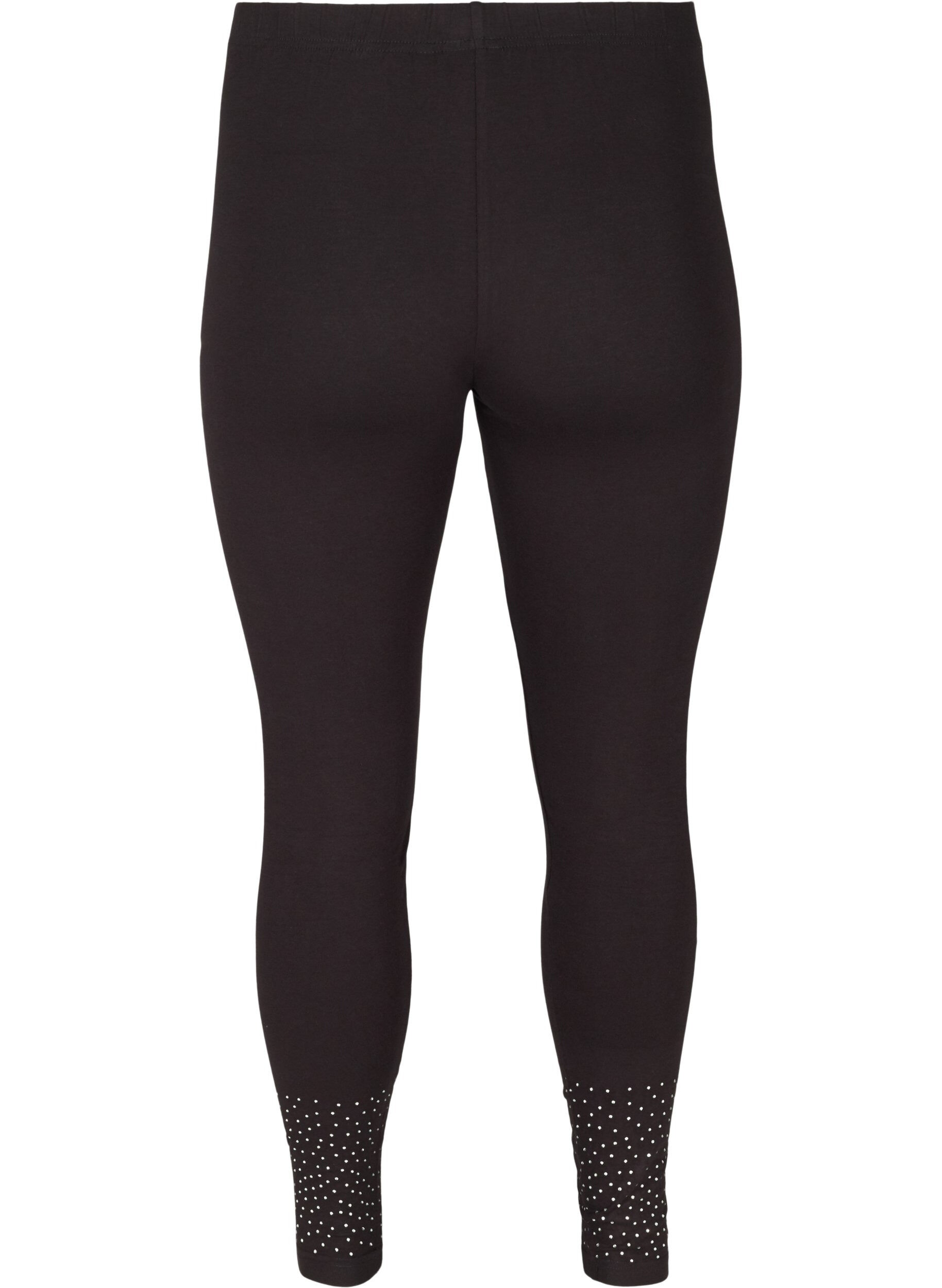 ZizziLeggings aus Viskosemischung mit dekorativen Steinen, Black, Packshot image number 1