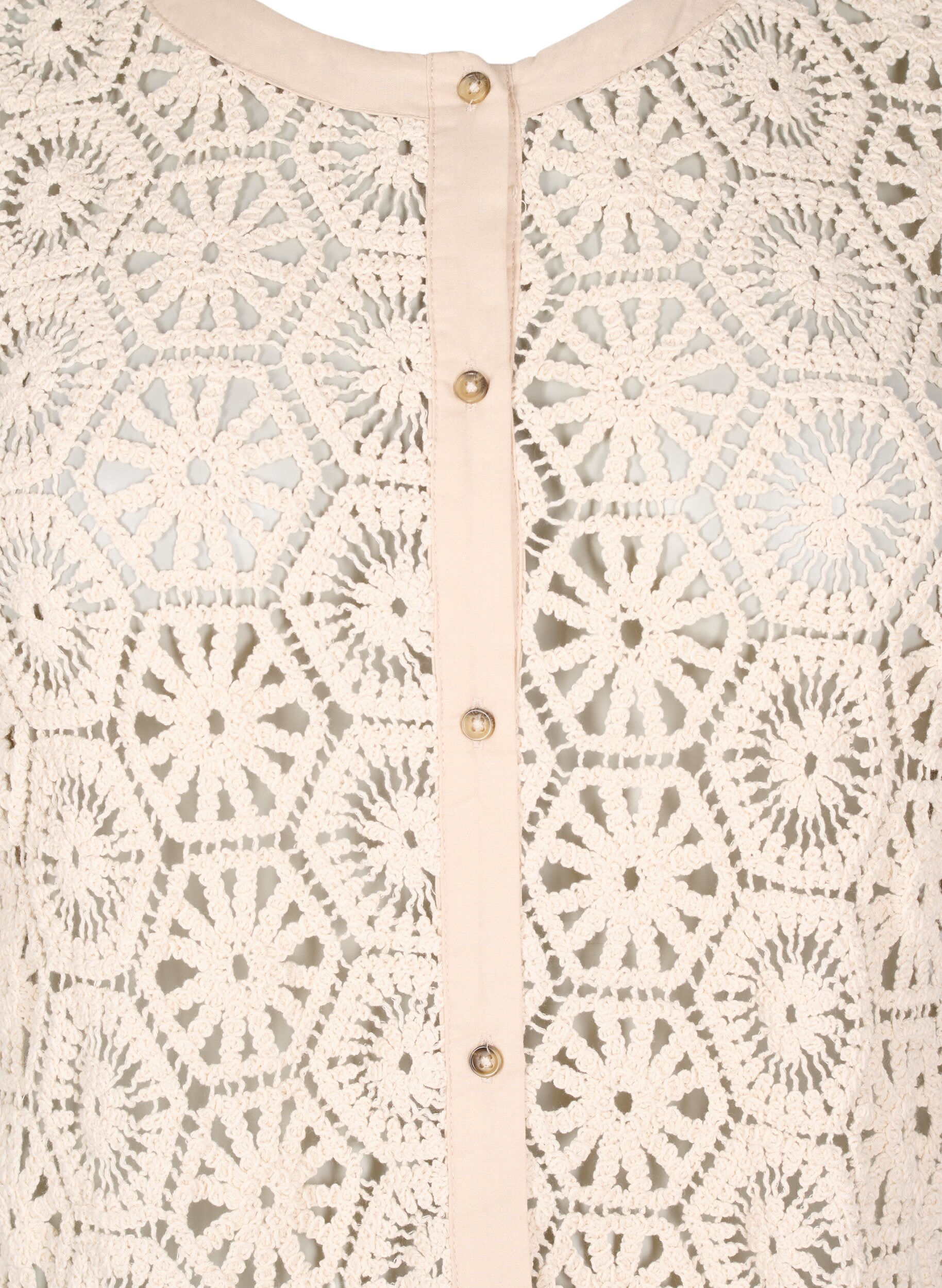 ZizziH&auml;kel Cardigan mit kurzen &Auml;rmeln, Beige, Packshot image number 2