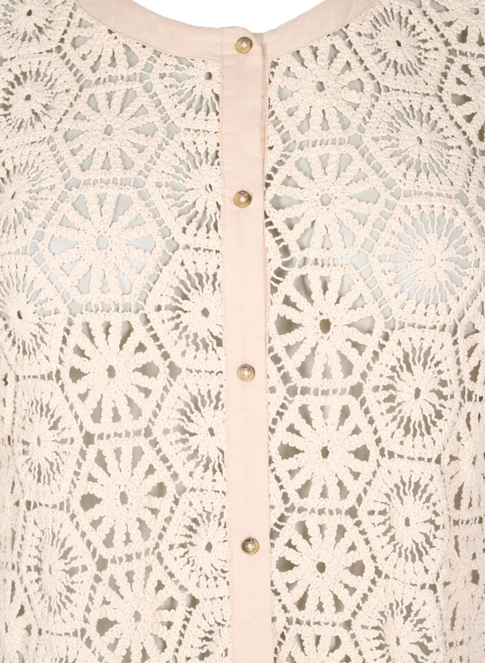 Häkel Cardigan mit kurzen Ärmeln, Beige, Packshot image number 2