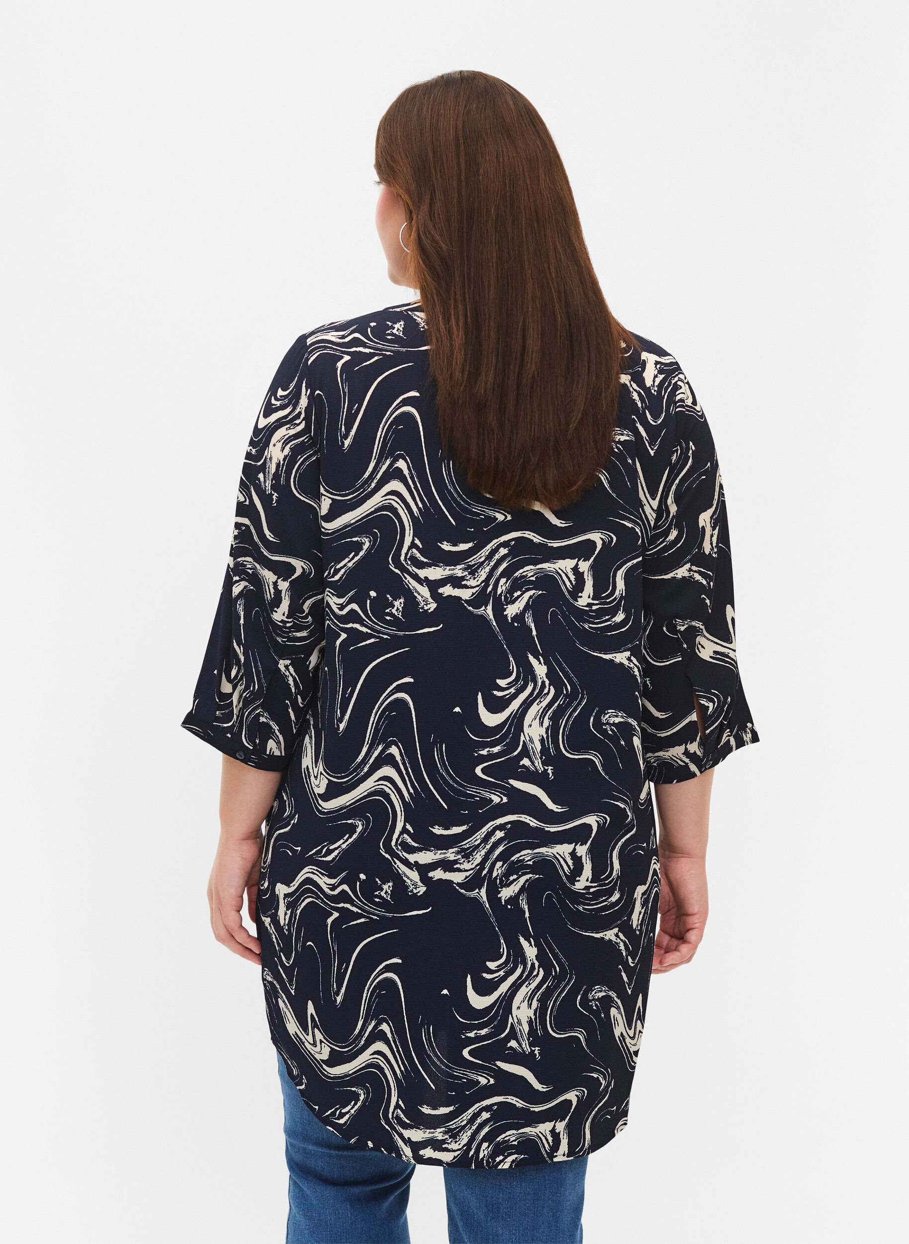 ZizziTunika mit 3/4-&Auml;rmeln und Aufdruck, N. Blazer Swirl AOP, Model image number 1
