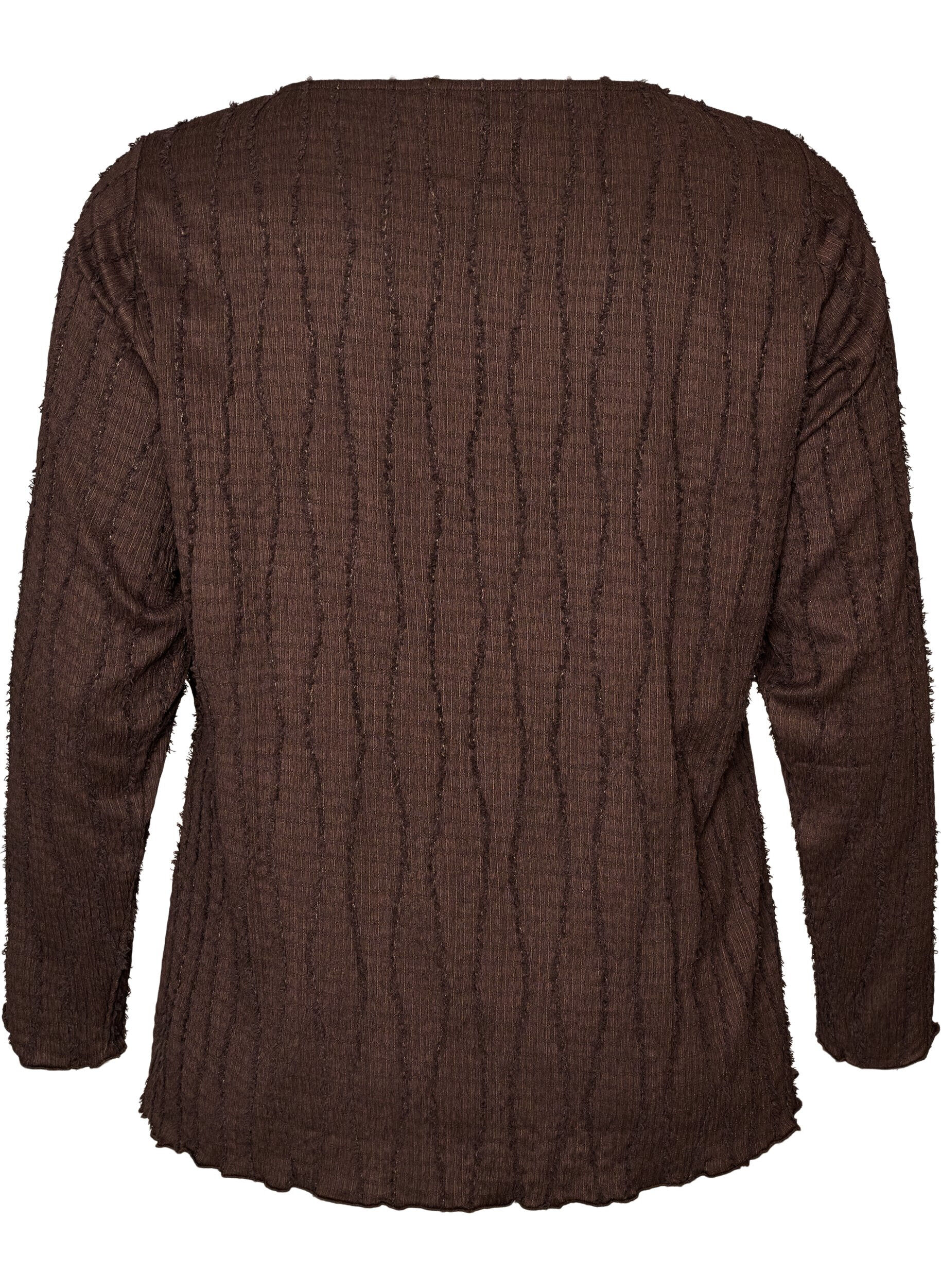 ZizziBluse aus Jersey mit welliger Struktur, Braun, Packshot image number 1