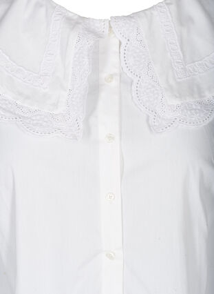 Hemdbluse aus Baumwolle mit großem Kragen, Bright White, Packshot image number 2
