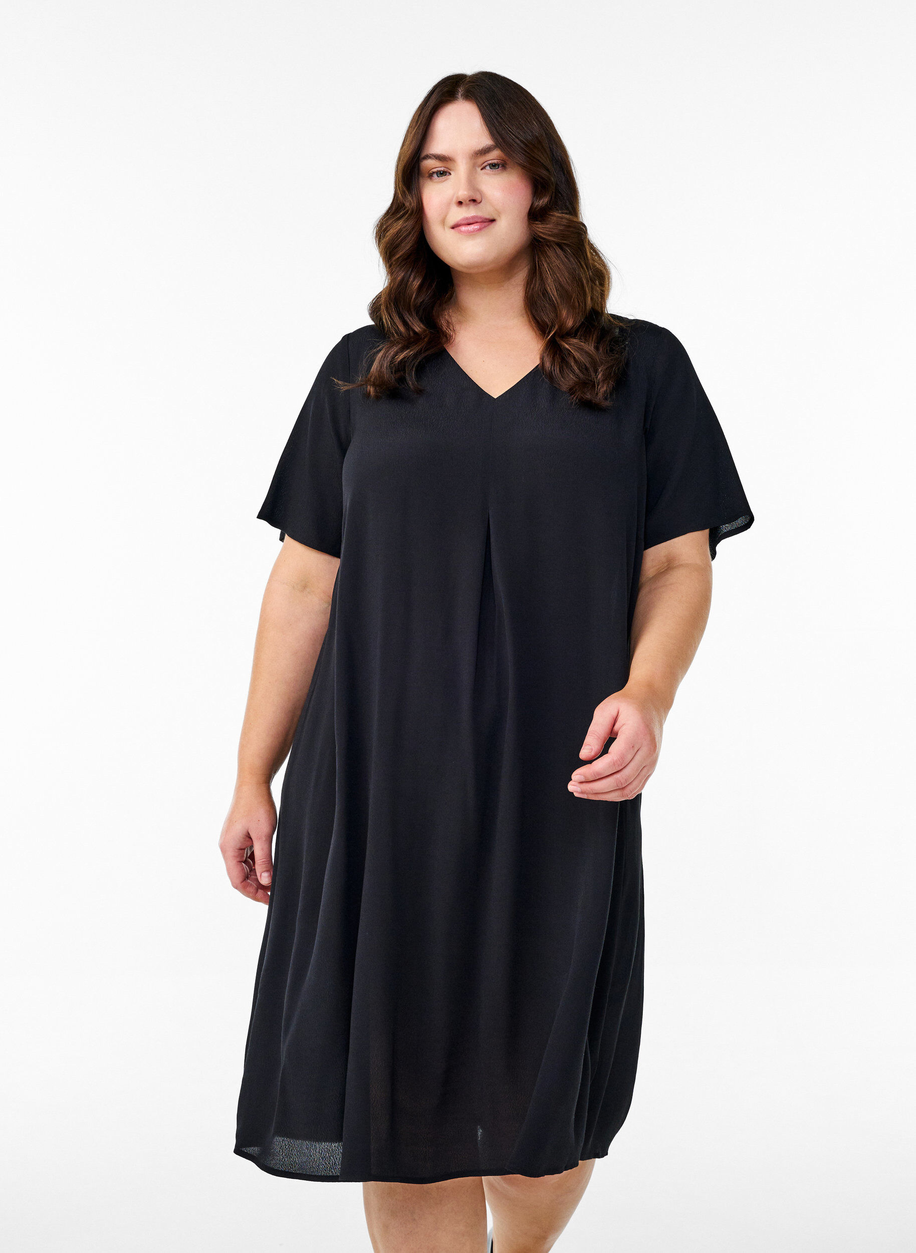 ZizziA-Linien-Kleid aus Viskose, Schwarz, Model image number 0