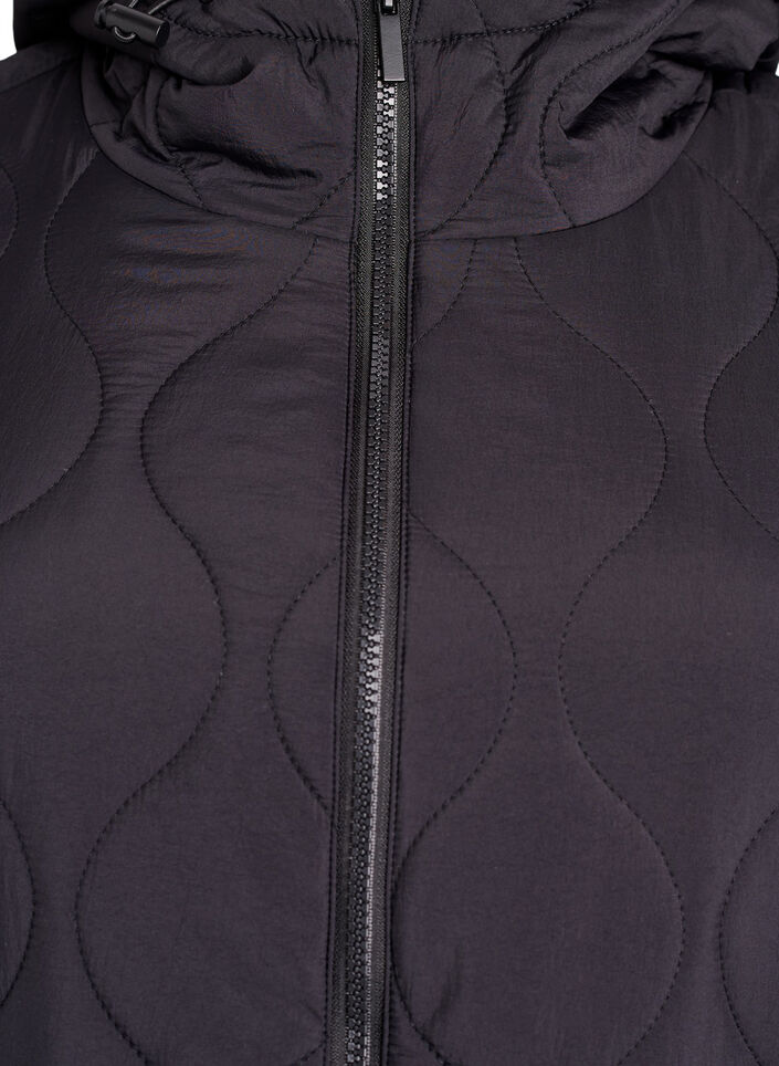 Steppjacke mit Kapuze und Taschen, Schwarz, Packshot image number 2