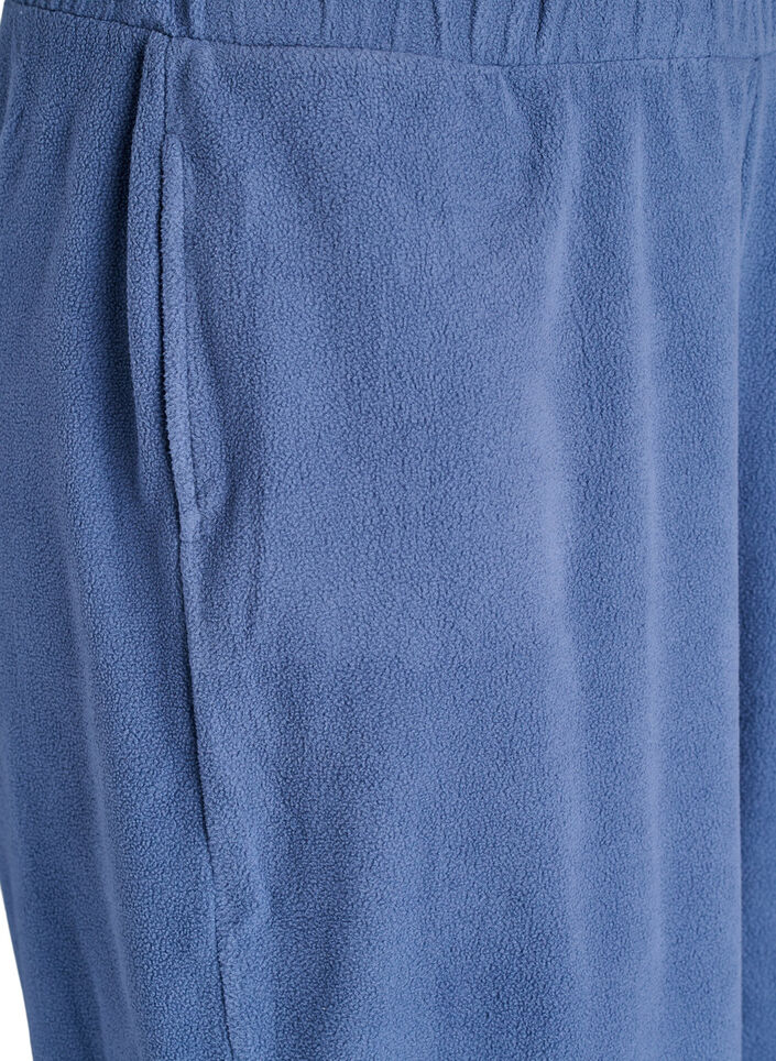 Hoch taillierte Hose aus Fleece mit Taschen, Blau, Packshot image number 2