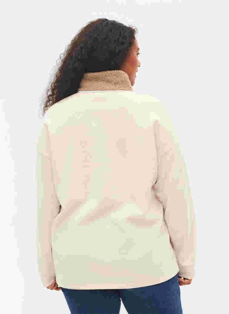 Hochgeschlossenes Sweatshirt mit Teddy und Reißverschluss, Brown Comb, Model image number 1