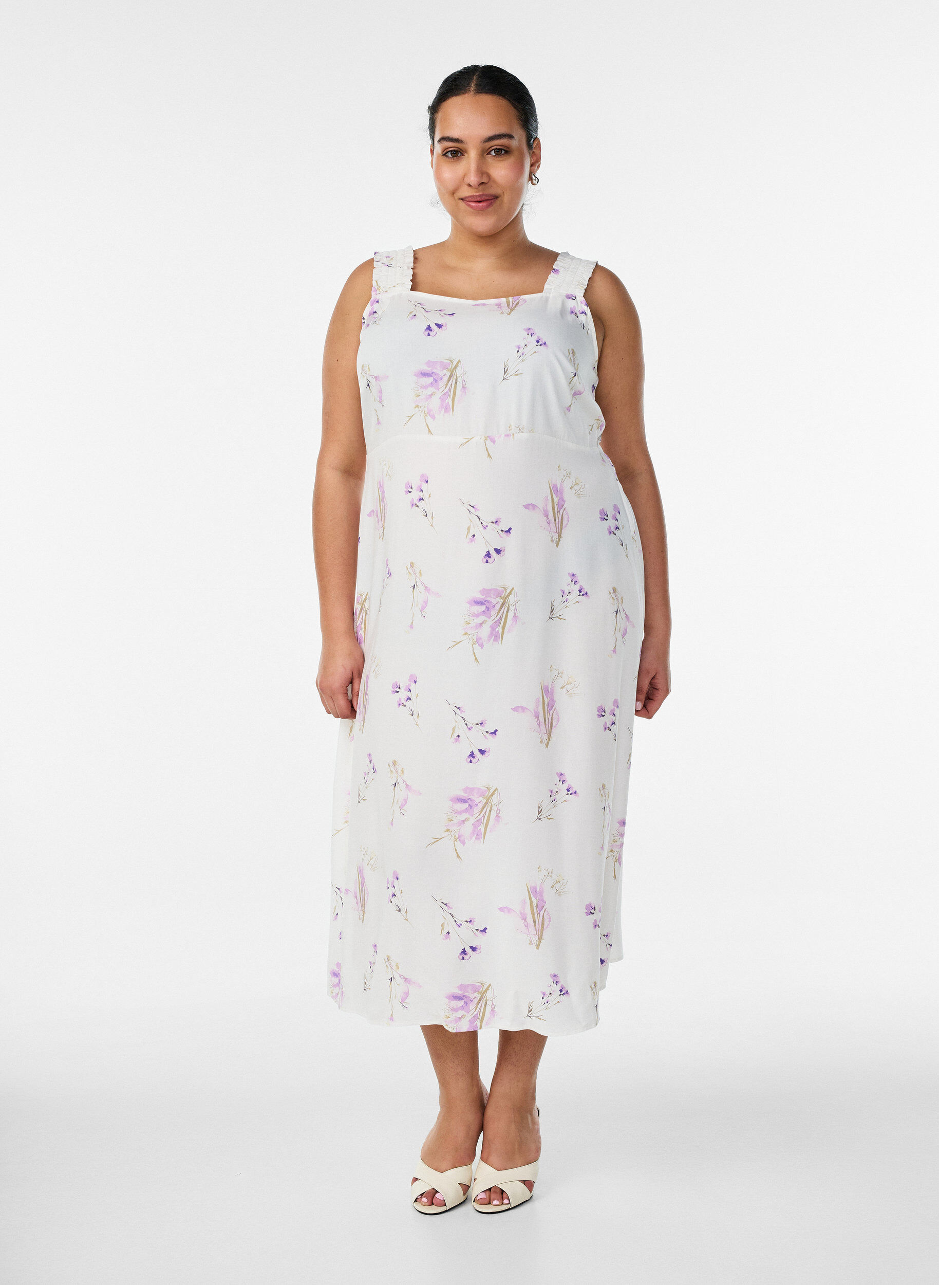 ZizziSommerkleid mit breiten Tr&auml;gern, Wei&szlig;, Model image number 0