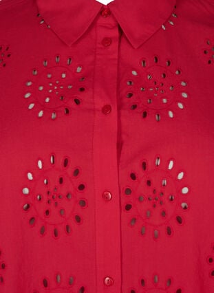 Hemdbluse mit Lockstickerei und 3/4-Ärmeln, Tango Red, Packshot image number 2