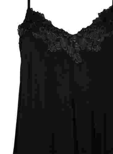 Viskose Nachthemd mit Spitze, Black, Packshot image number 2