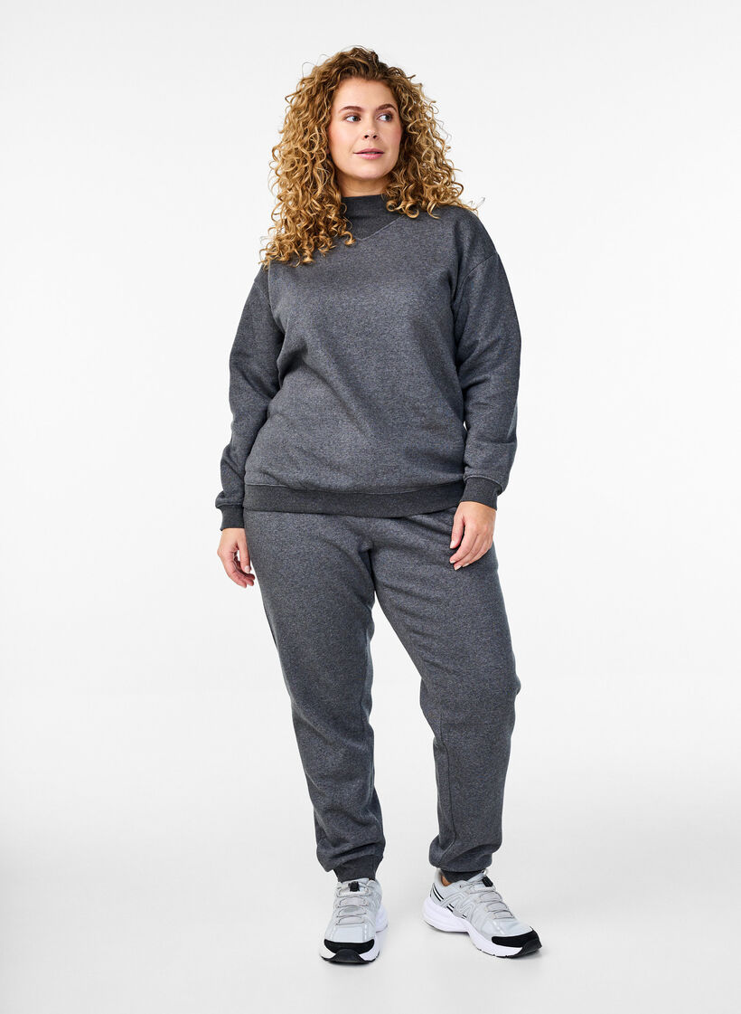 Sweatshirt mit hohem Kragen und langen Ärmeln, Grau, Model image number 1