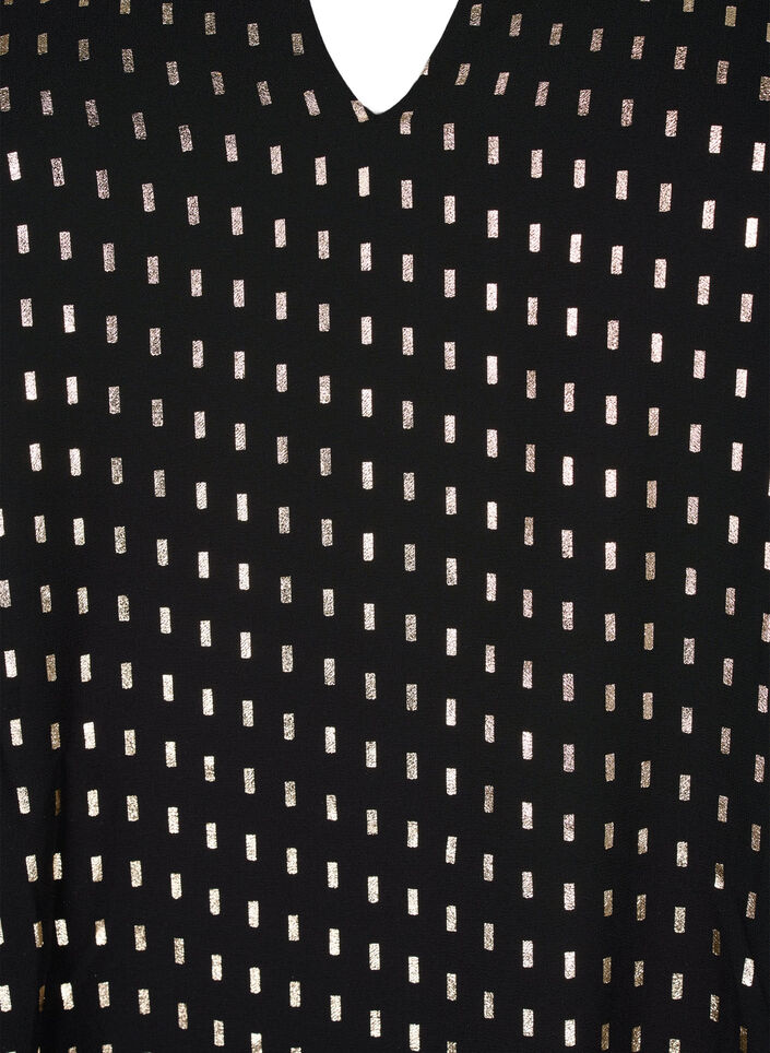 Langärmeliges Kleid mit Foliendruck, Black w. Gold, Packshot image number 2