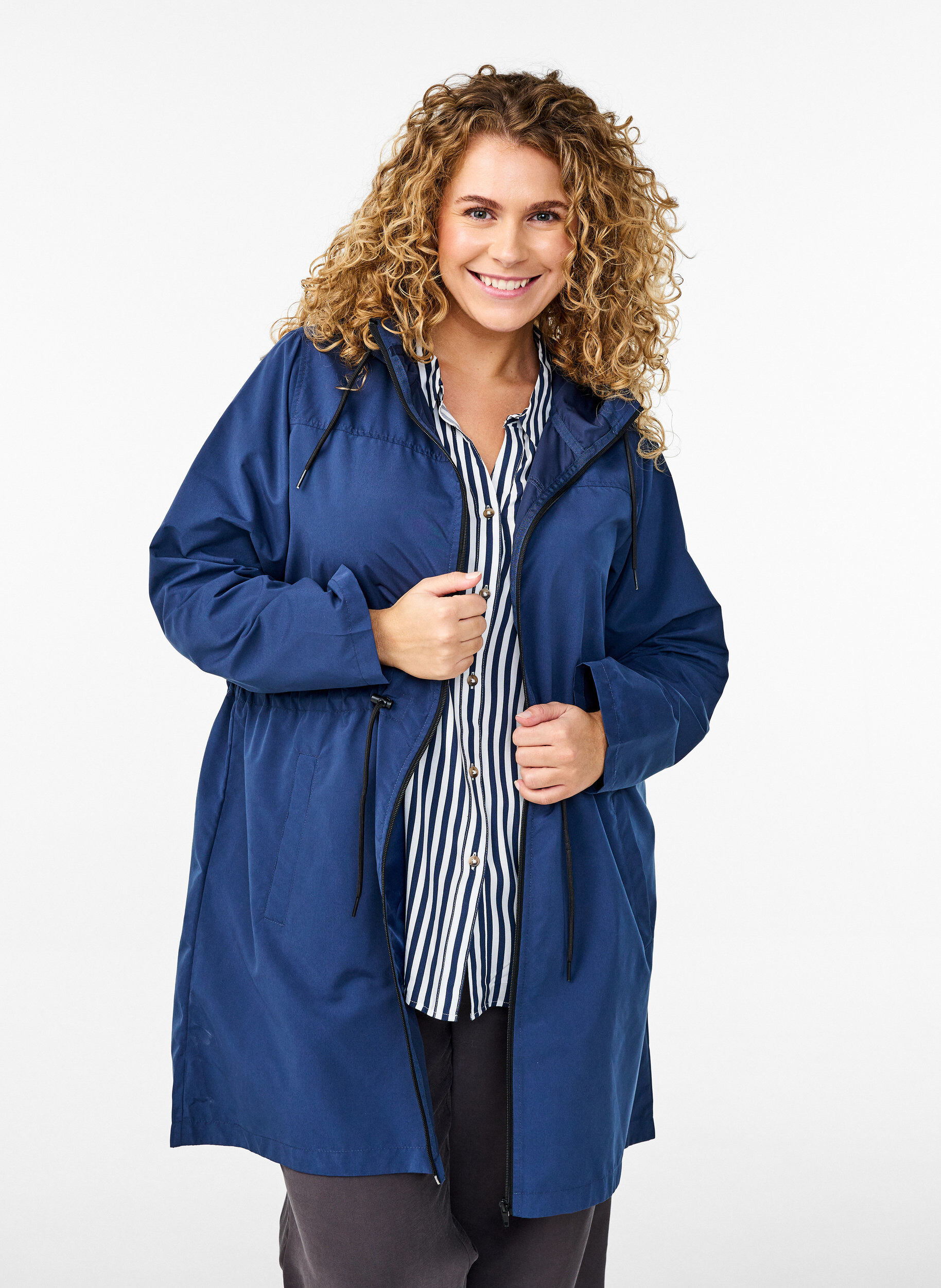 ZizziLeichter Parka mit Kapuze, Blau, Model image number 0