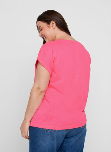 Neonfarbenes T-Shirt aus Baumwolle, Neon Pink, Model image number 1