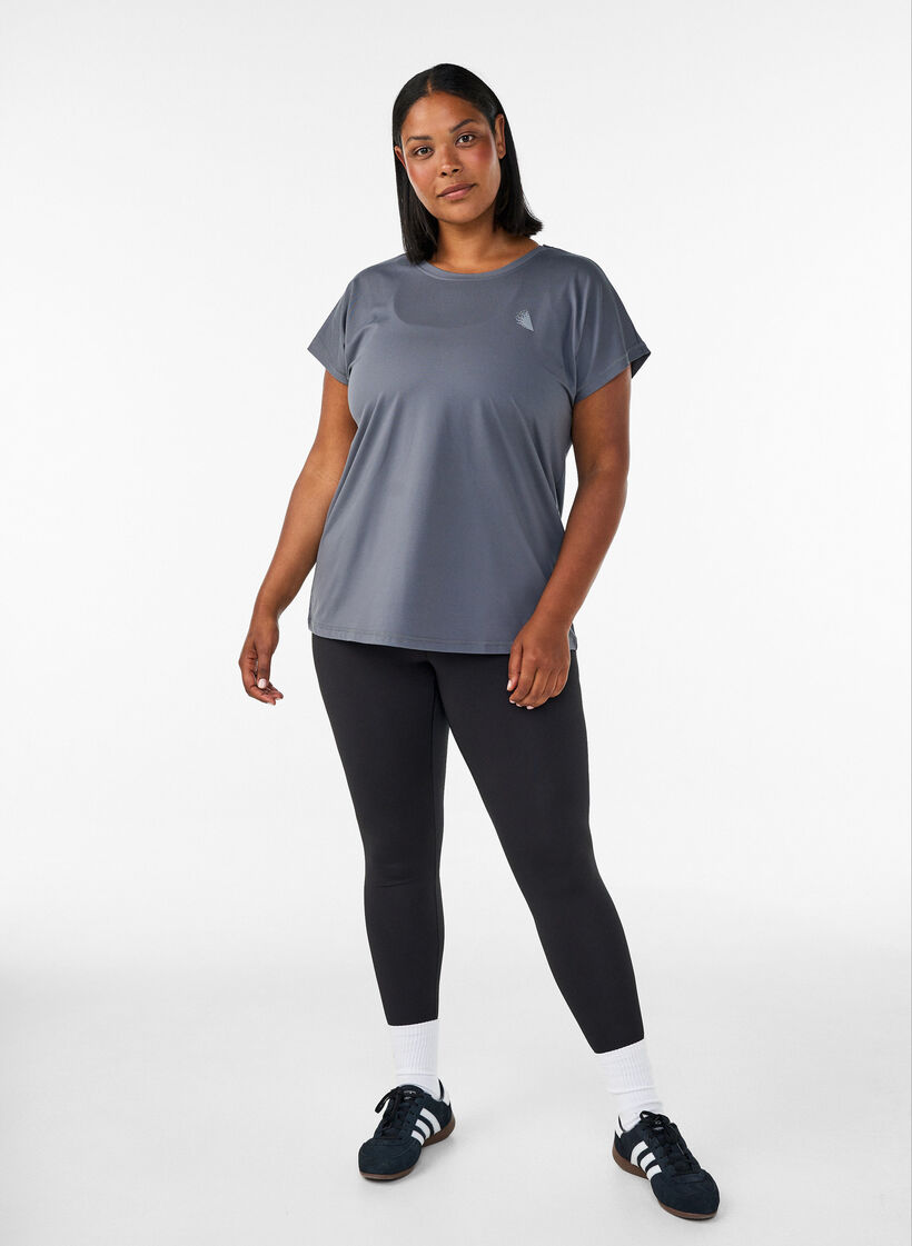 Einfarbiges Trainings-T-Shirt, Grau, Model image number 1