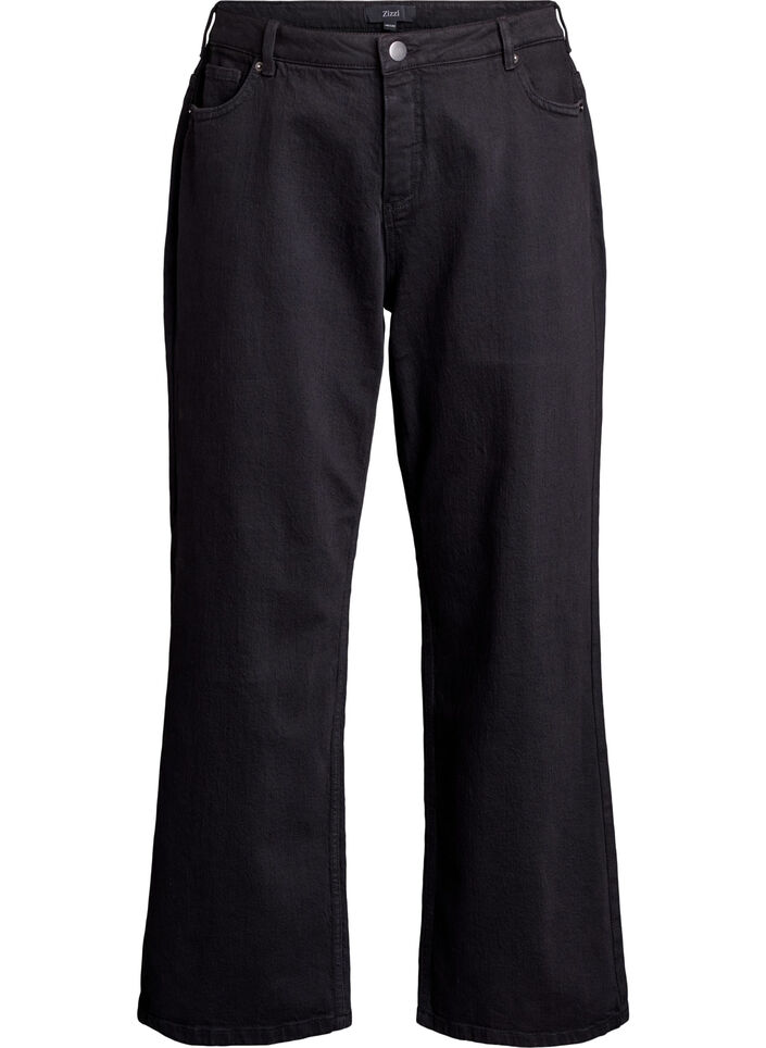 Wide-Leg-Jeans mit hoher Taille, Schwarz, Packshot image number 0