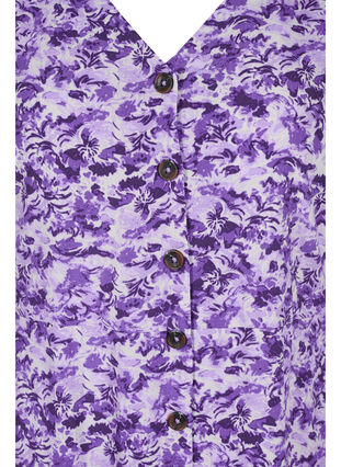 Kleid mit Knöpfen und 3/4-Ärmeln, Purple AOP, Packshot image number 2