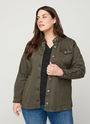 Kurze Jacke aus Baumwolle, Army Green, Model image number 0