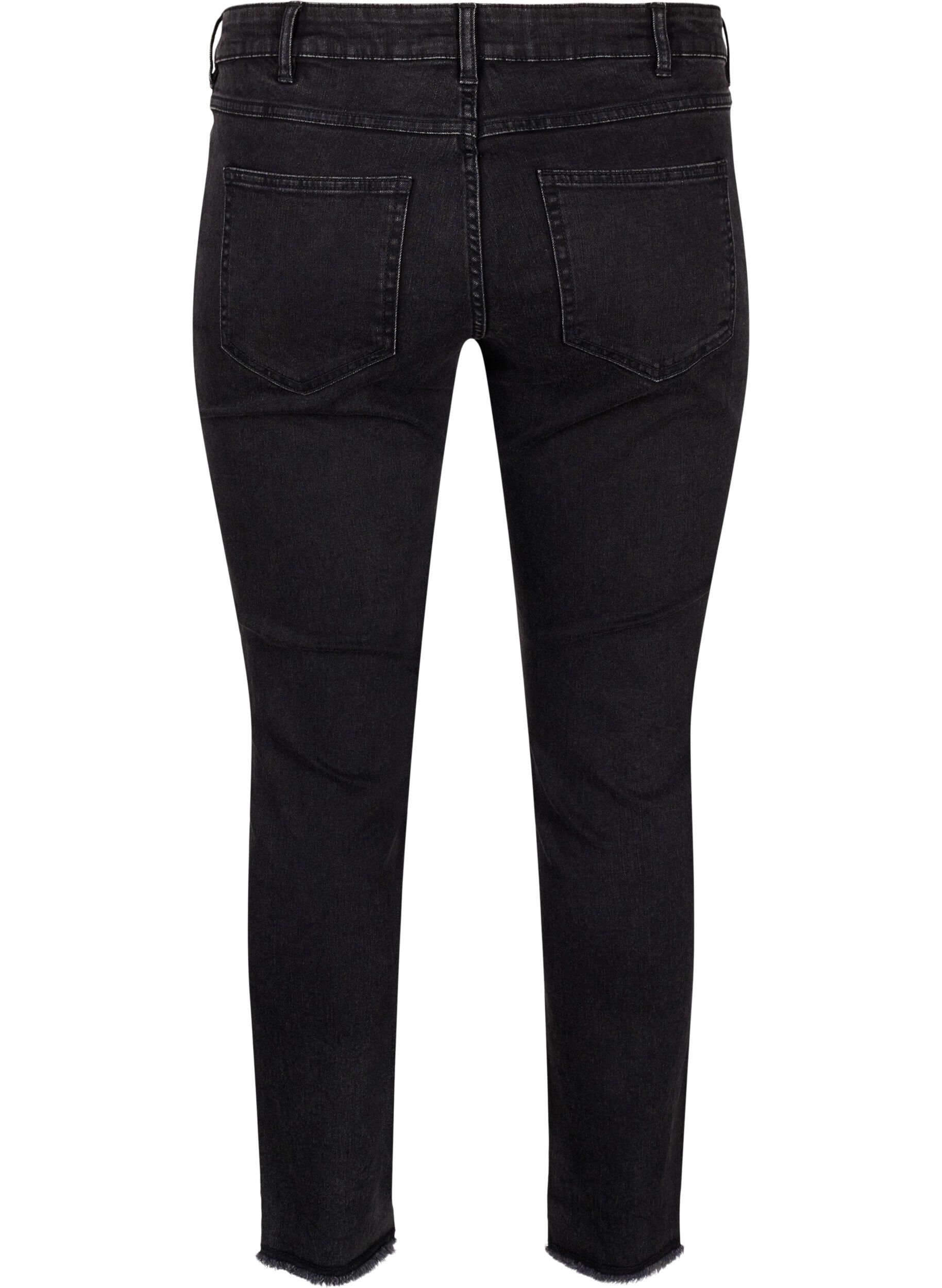 ZizziCropped Emily-Jeans mit ausgefranstem Saum, Dark Grey Denim, Packshot image number 1