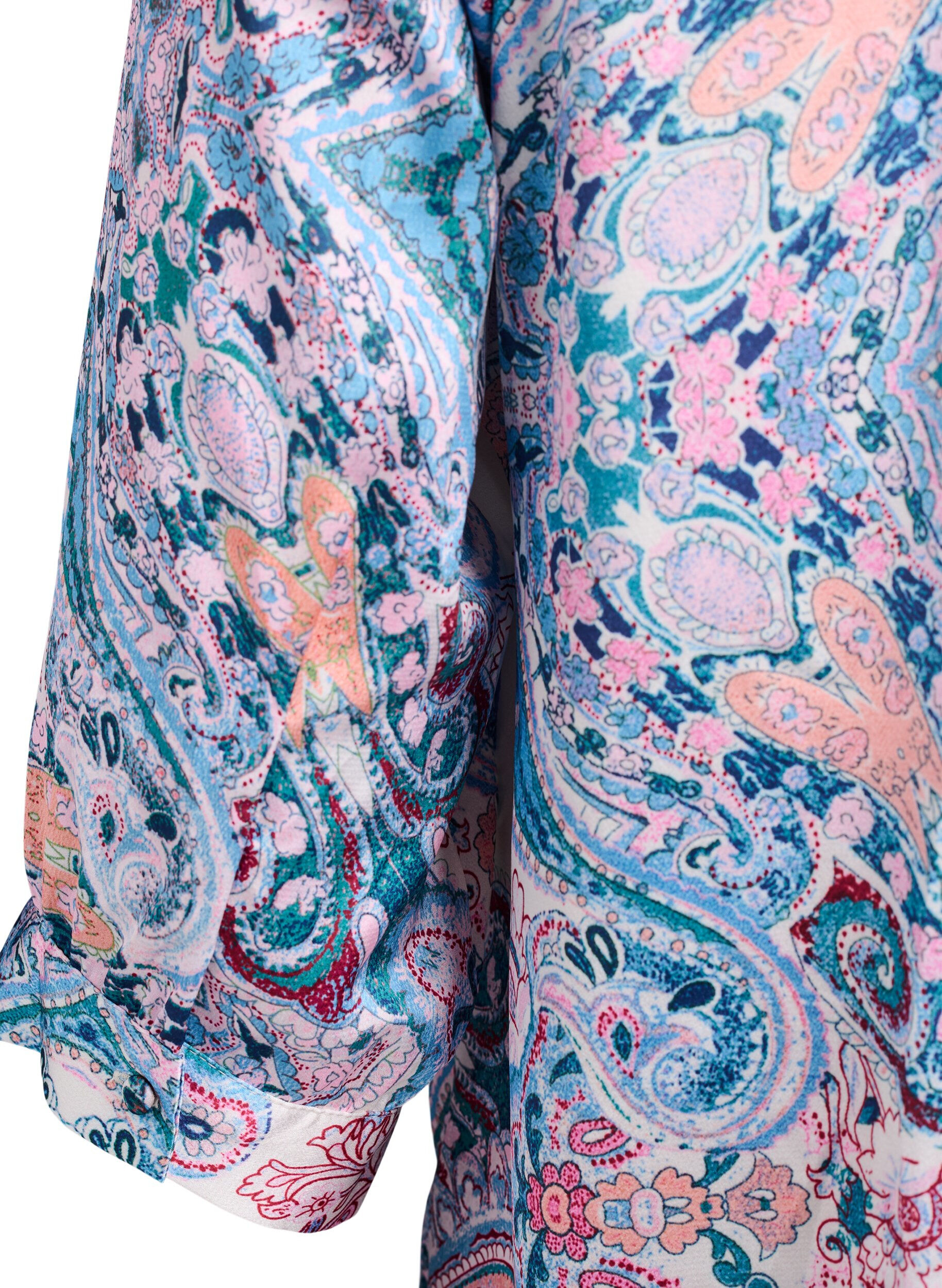 ZizziBluse in Satin-Optik mit Paisleymuster und 3/4-&Auml;rmeln, Blau, Packshot image number 3
