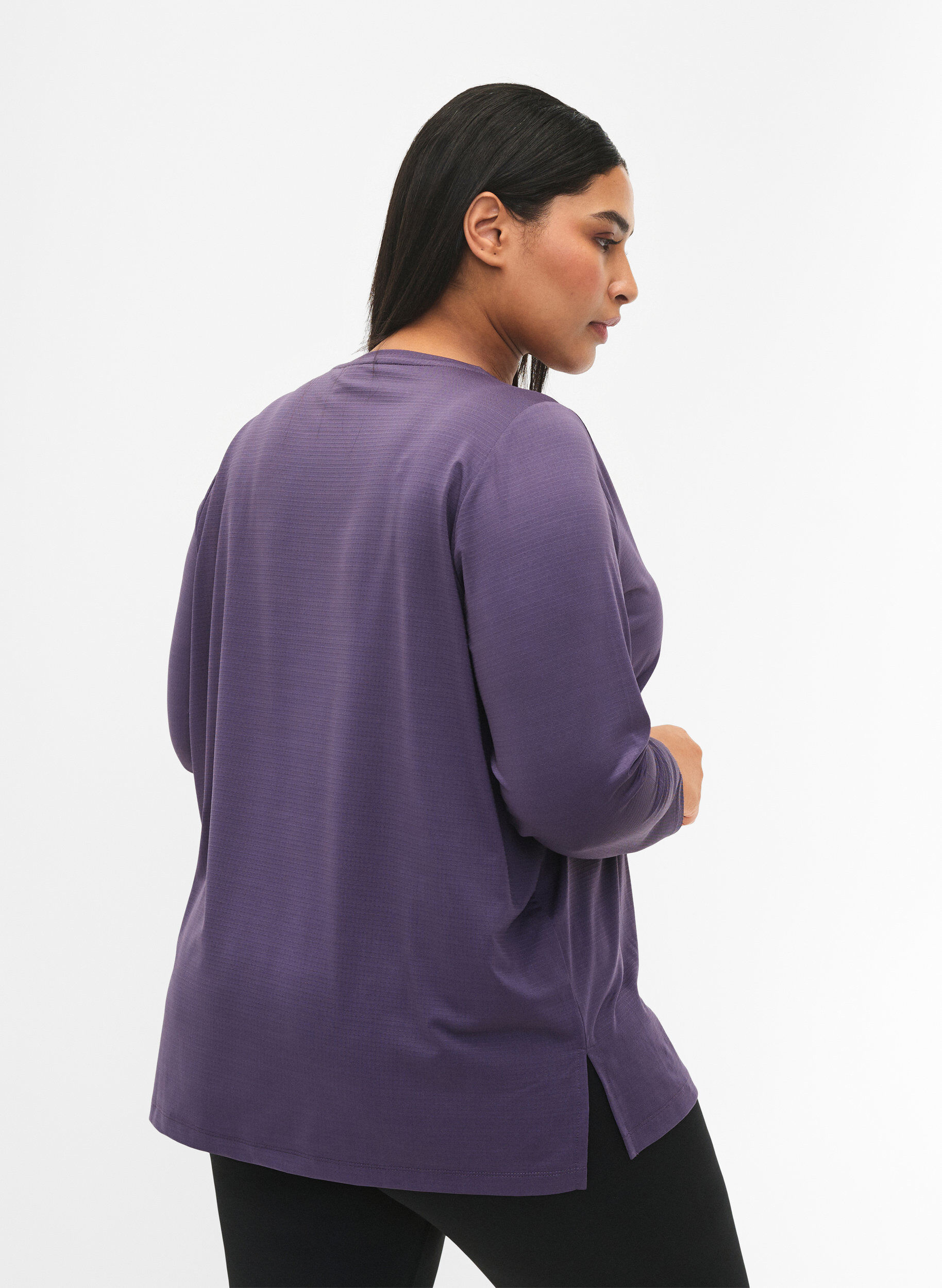 ZizziLang&auml;rmlige Trainingsbluse mit Struktur, Purple Plumeria, Model image number 1