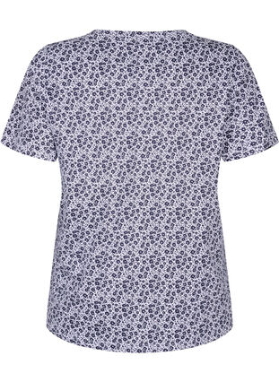 Florales T-Shirt aus Baumwolle mit V-Ausschnitt, Night Sky AOP, Packshot image number 1