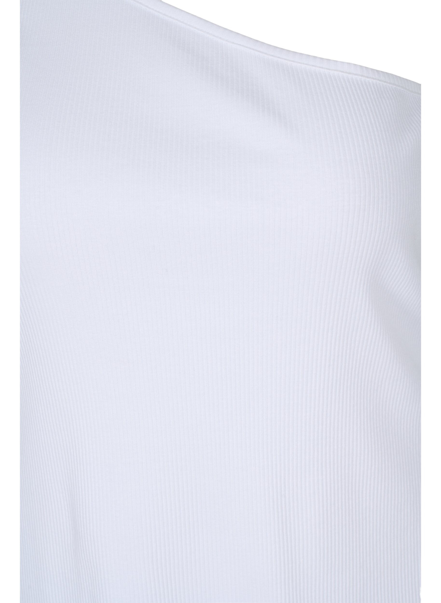 ZizziOne-Shoulder Top aus Baumwolle, Bright White, Packshot image number 2