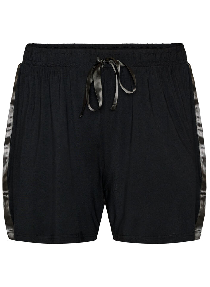 Pyjamashorts aus Modal mit Kontrastband, Schwarz, Packshot image number 0