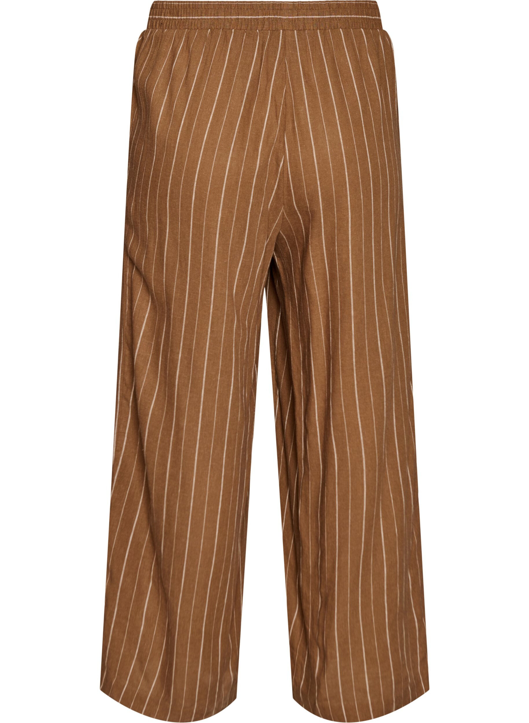 ZizziHose aus Leinen und Viskose mit weitem Bein, Braun, Packshot image number 1