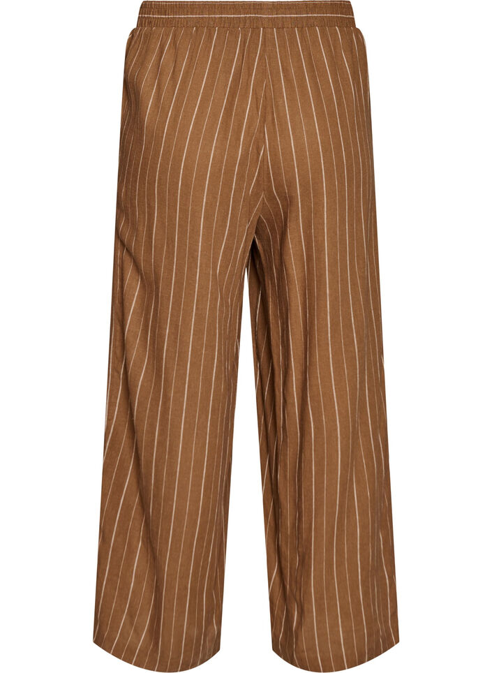 Hose aus Leinen und Viskose mit weitem Bein, Braun, Packshot image number 1