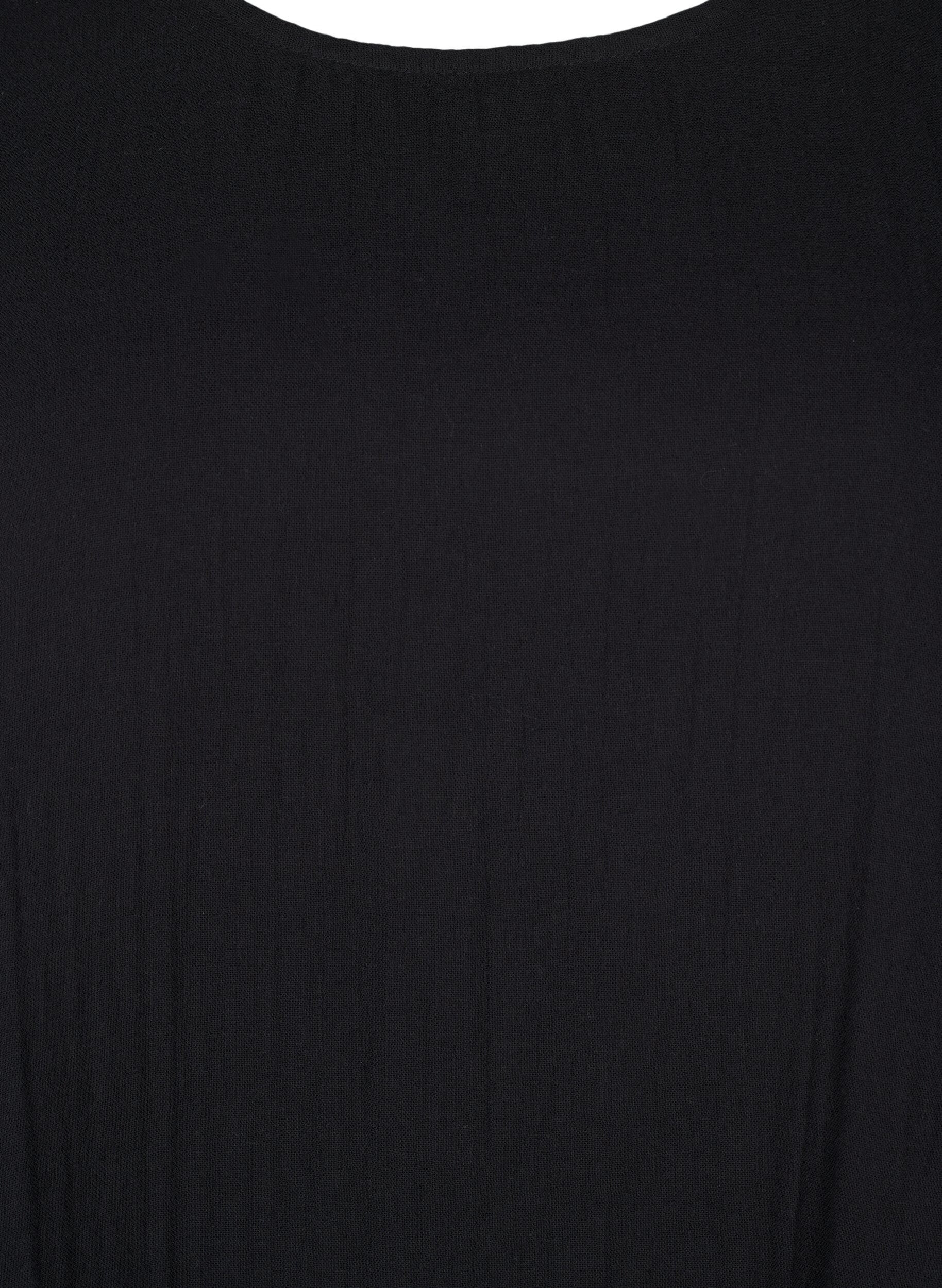 ZizziKurz&auml;rmliges Kleid aus Baumwolle mit A-Linien-Schnitt, Schwarz, Packshot image number 2