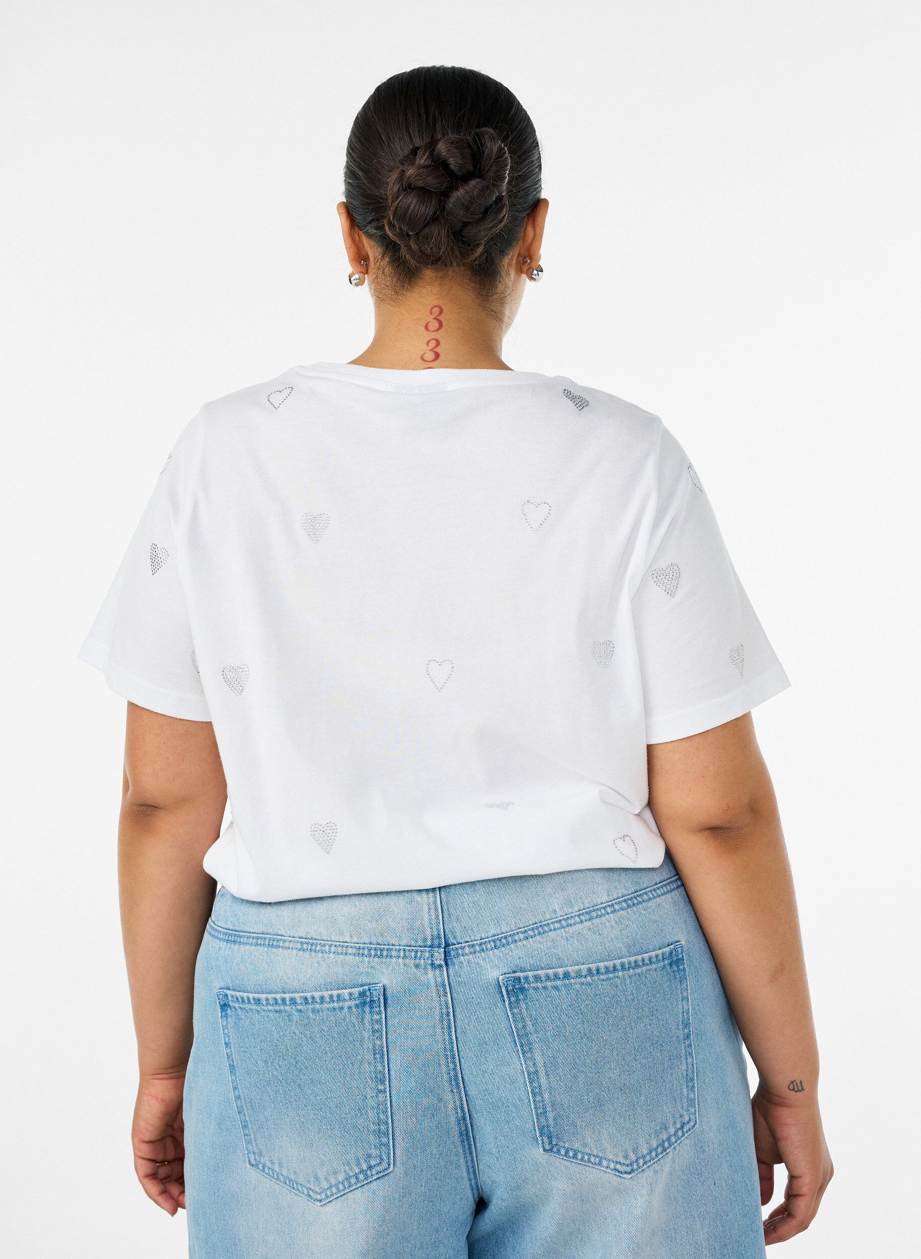 ZizziT-Shirt aus Bio-Baumwolle mit Herzen, Wei&szlig;, Model image number 2